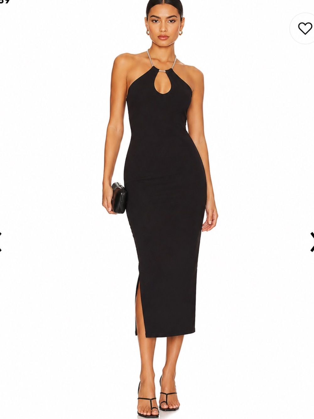 MESHKI Black Chain Halter Midi Dress Size Medium